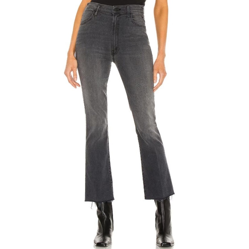 Mother The Hustler Ankle Fray Jeans Black Lighting Up Lanterns Bootcut Size 25
